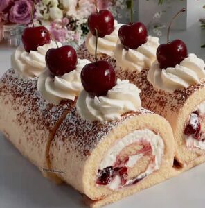 Cherry-Cream-Swiss Roll