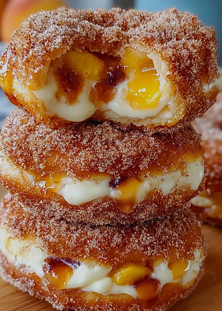 Classic Peach Cobbler Cheesecake Donuts