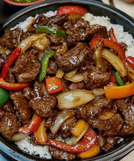 Sizzling Chinese Pepper Steak with Onions